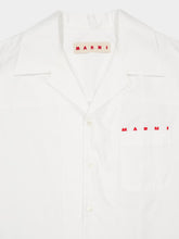 Marni Lily White Poplin Bowling Shirt with Peeking Logo