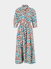Marni Tobacco Brown and Blue Cotton Maxi Dress