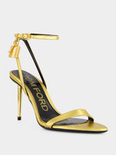 Tom Ford Gold Laminated Nappa Leather Padlock Pointy Sandal