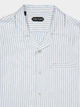 Tom Ford White and Light Blue Striped Silk Shirt