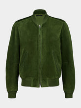 Tom Ford Chive Perforated Cashmere Suede Bomber
