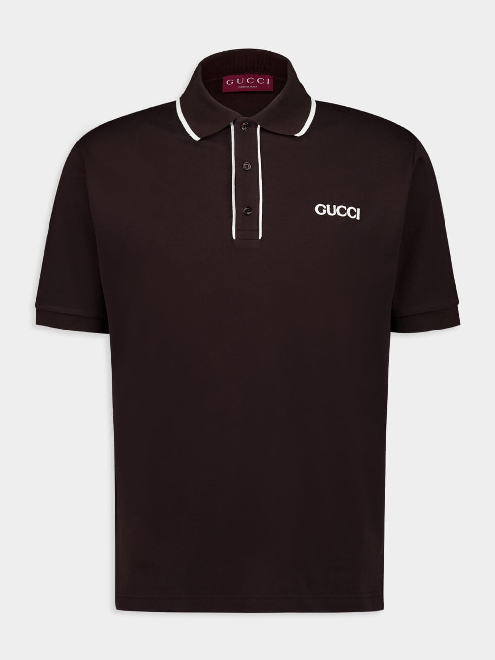 Brown Embroidered Cotton Piqué Polo Shirt