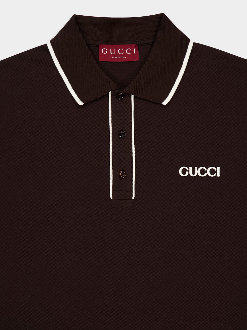 Brown Embroidered Cotton Piqué Polo Shirt