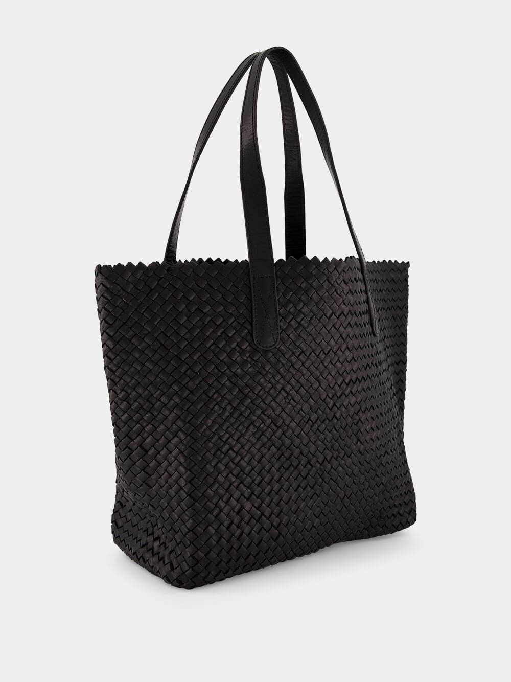 Black Woven Leather Shoulder Bag