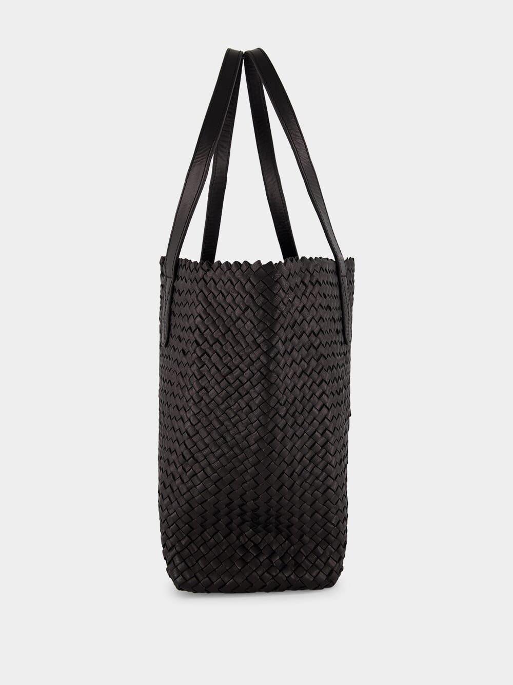 Black Woven Leather Shoulder Bag