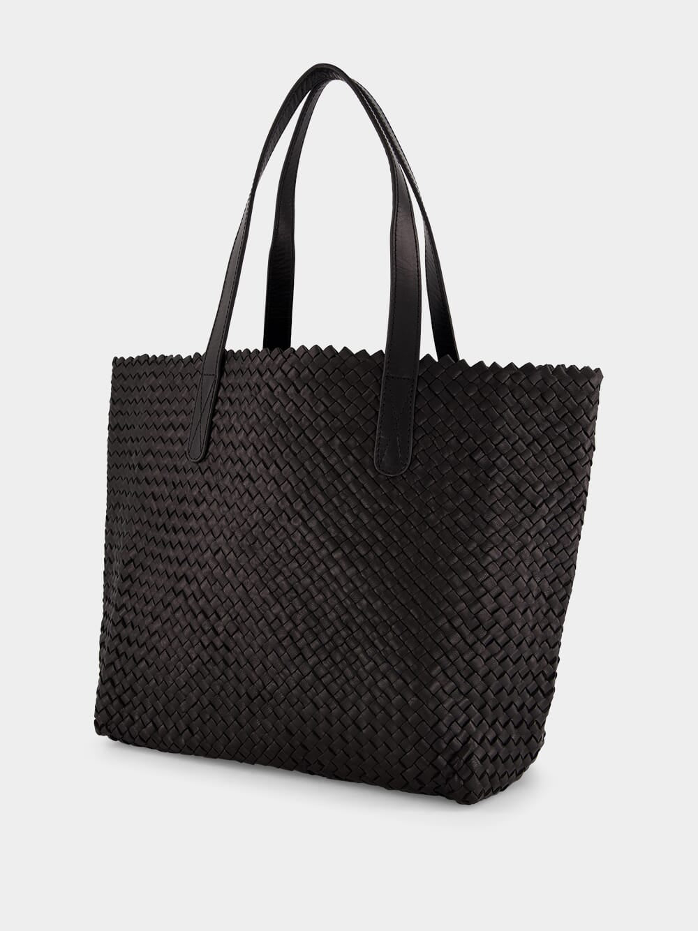 Black Woven Leather Shoulder Bag