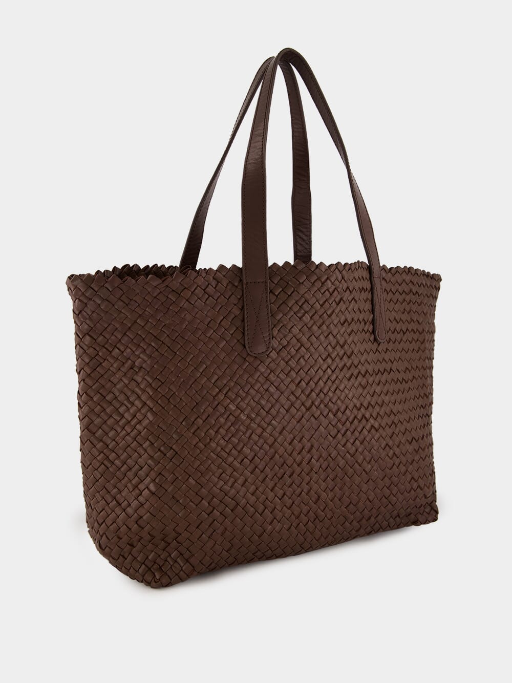 Brown Woven Leather Shoulder Bag