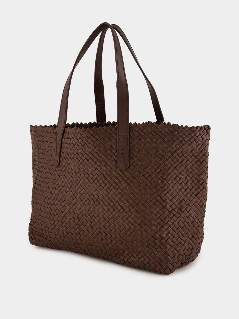 Brown Woven Leather Shoulder Bag