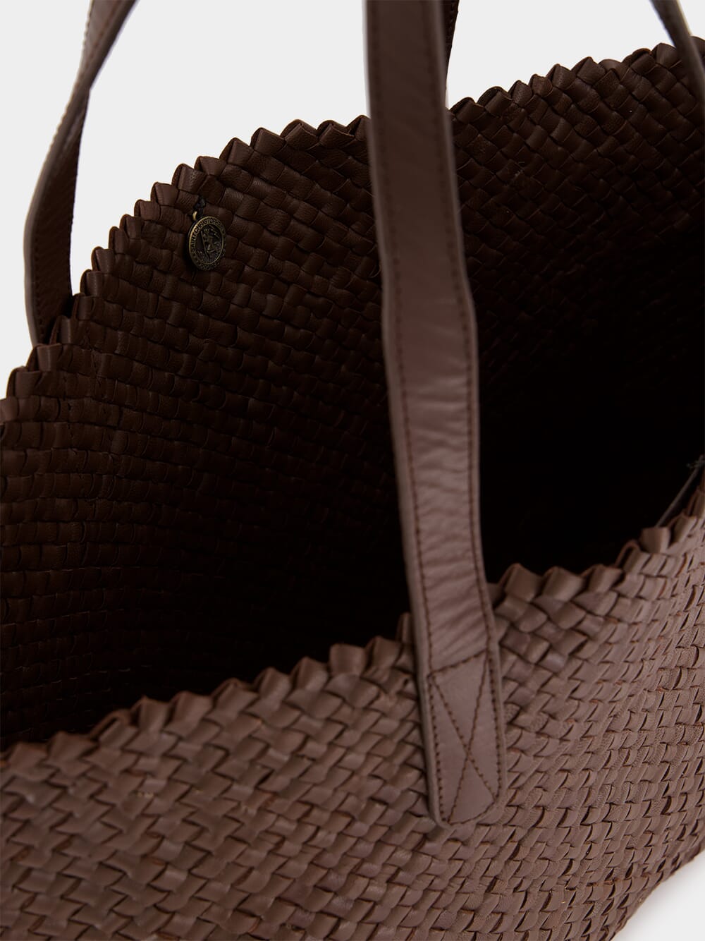 Brown Woven Leather Shoulder Bag