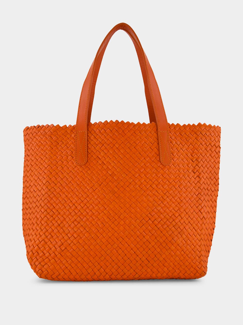 Orange Woven Leather Shoulder Bag