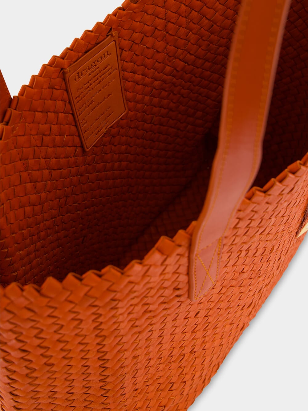 Orange Woven Leather Shoulder Bag