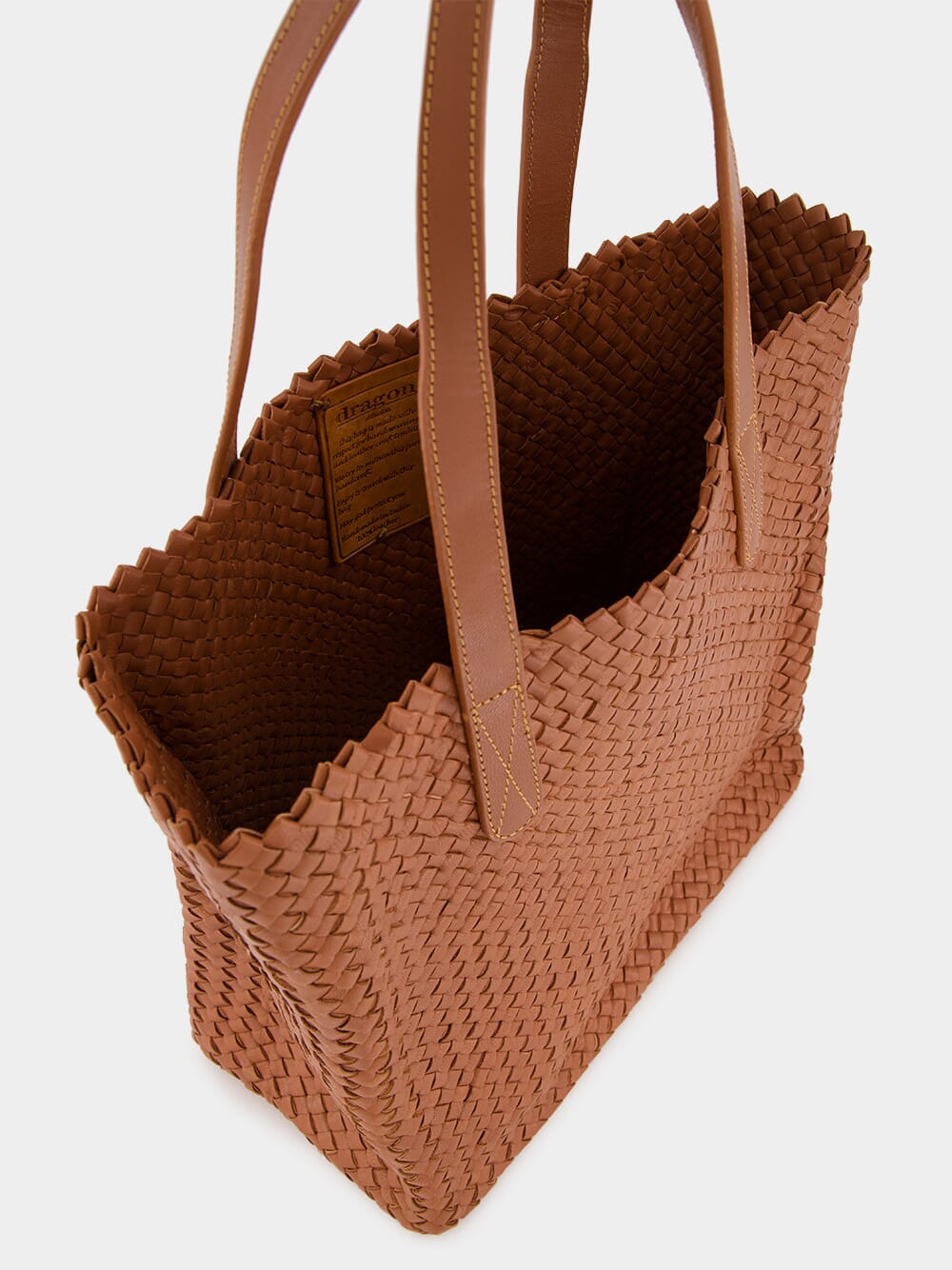 Camel Woven Leather Shoulder Bag