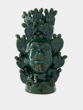 Les Ottomans Dark Green Ceramic Head Sculpture Vase