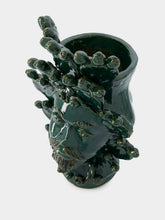 Les Ottomans Dark Green Ceramic Head Sculpture Vase