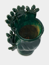 Les Ottomans Dark Green Ceramic Head Sculpture Vase