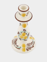 Les Ottomans Yellow and Brown Hand-Painted Ceramic Candlestick