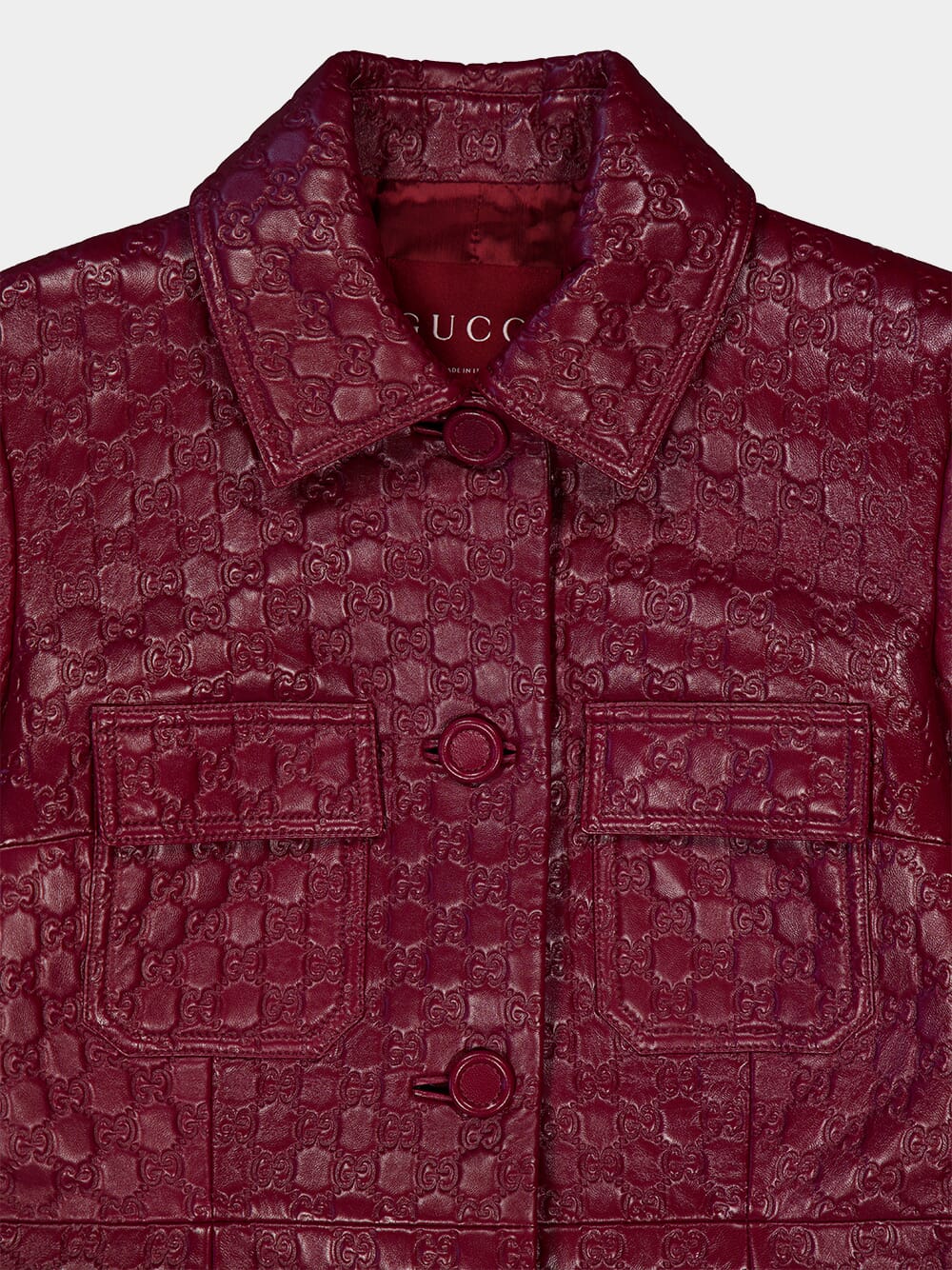 Ancora Red GG Embossed Leather Jacket