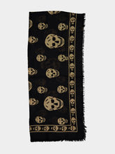 McQueen Black and Light Brown Classic Skull Scarf