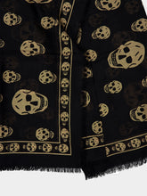 McQueen Black and Light Brown Classic Skull Scarf
