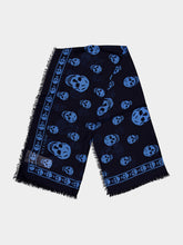 McQueen Indigo and Azure Classic Skull Scarf
