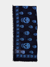 McQueen Indigo and Azure Classic Skull Scarf