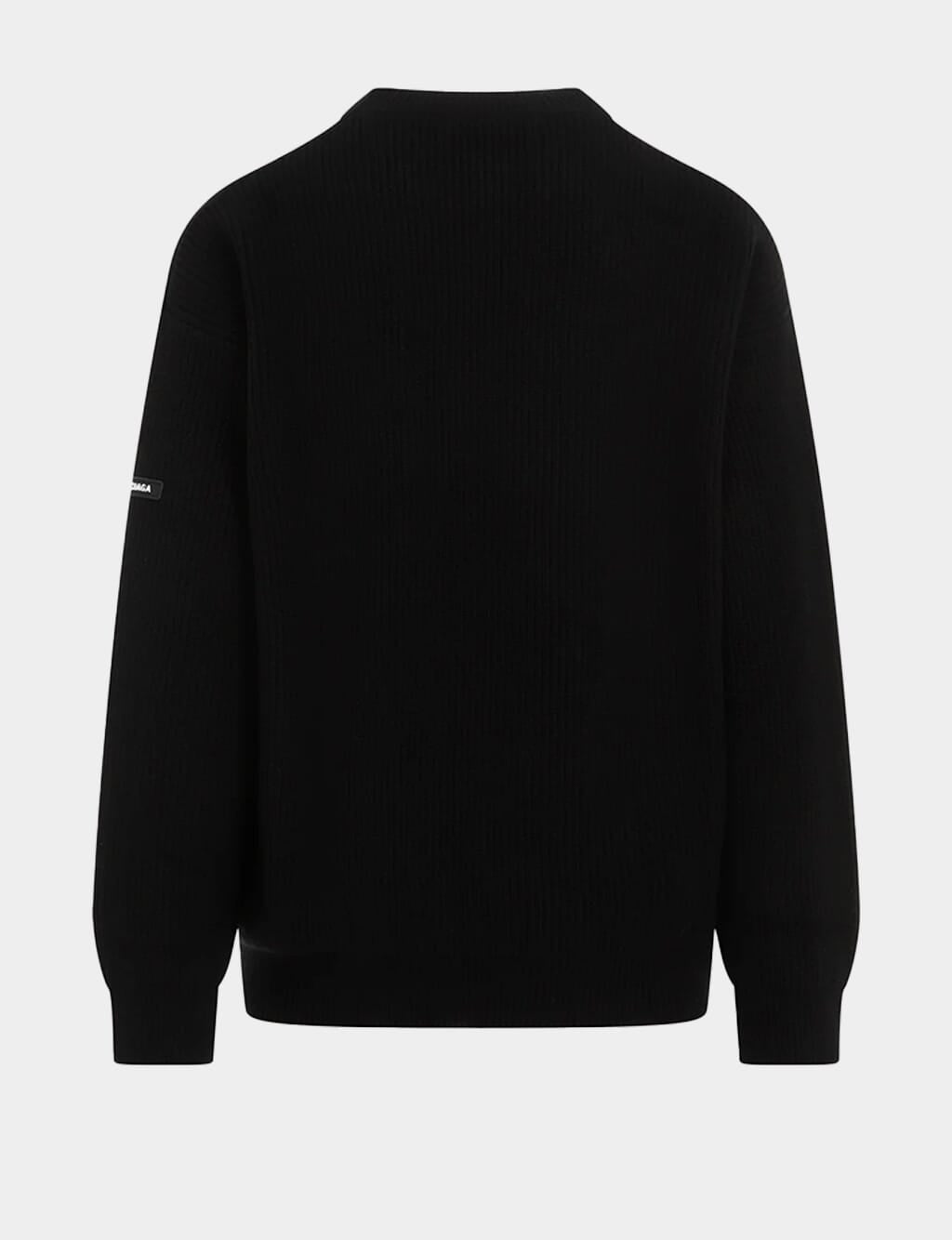 Black Wool Crewneck Sweater