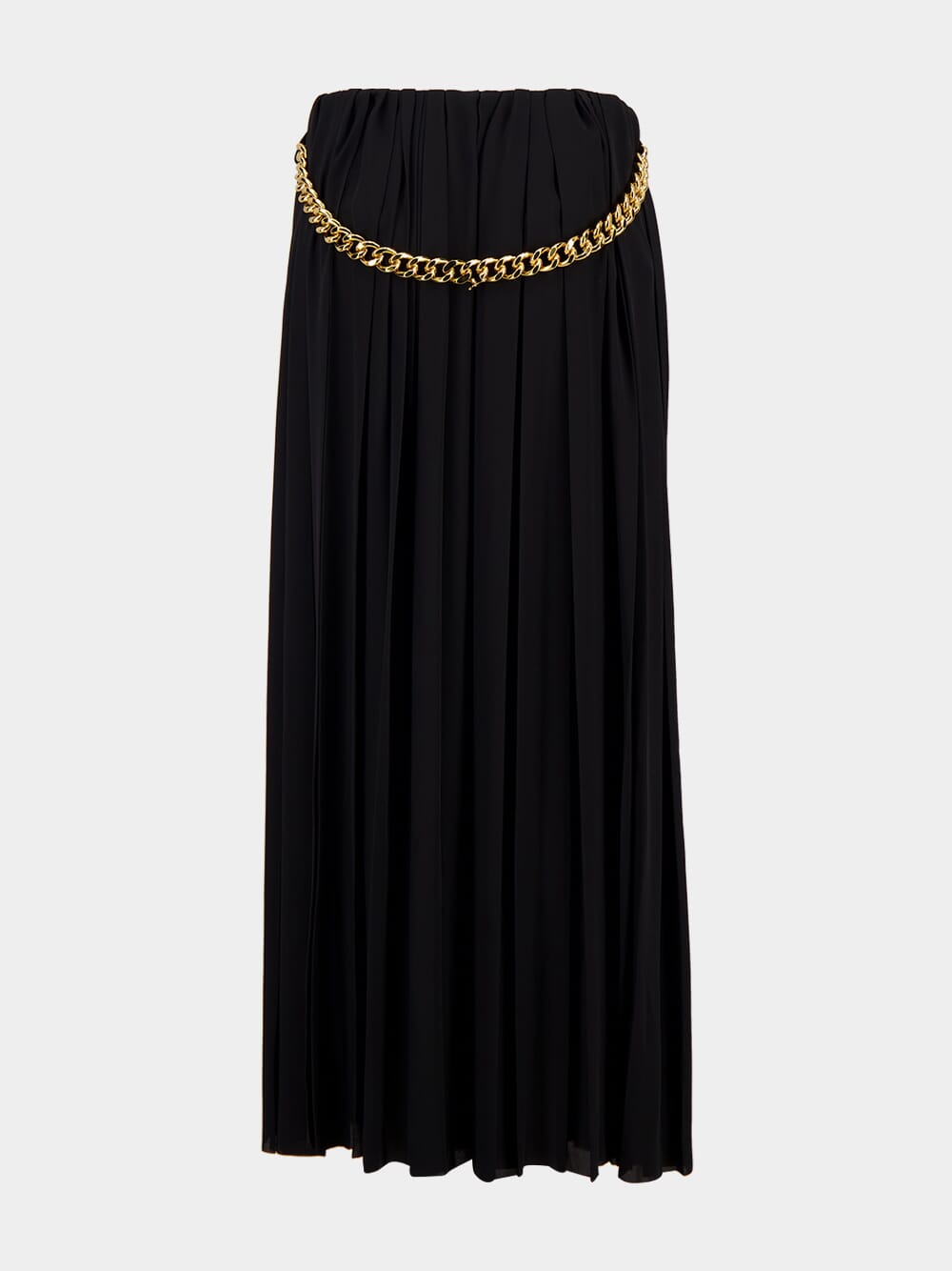 Black Pleated Skirt with Chain Detail