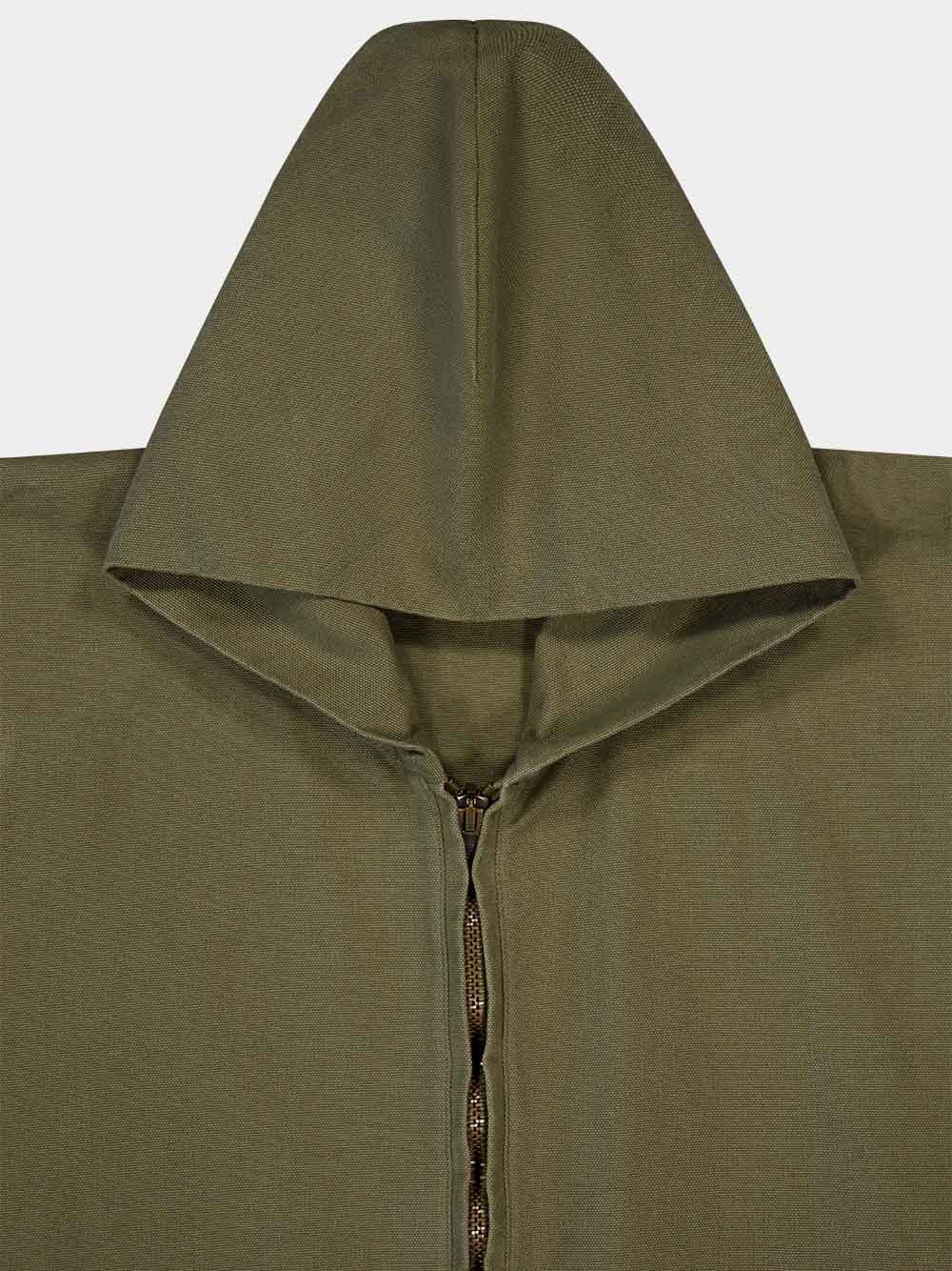 Olive Green Hooded Zip-Up Jacket