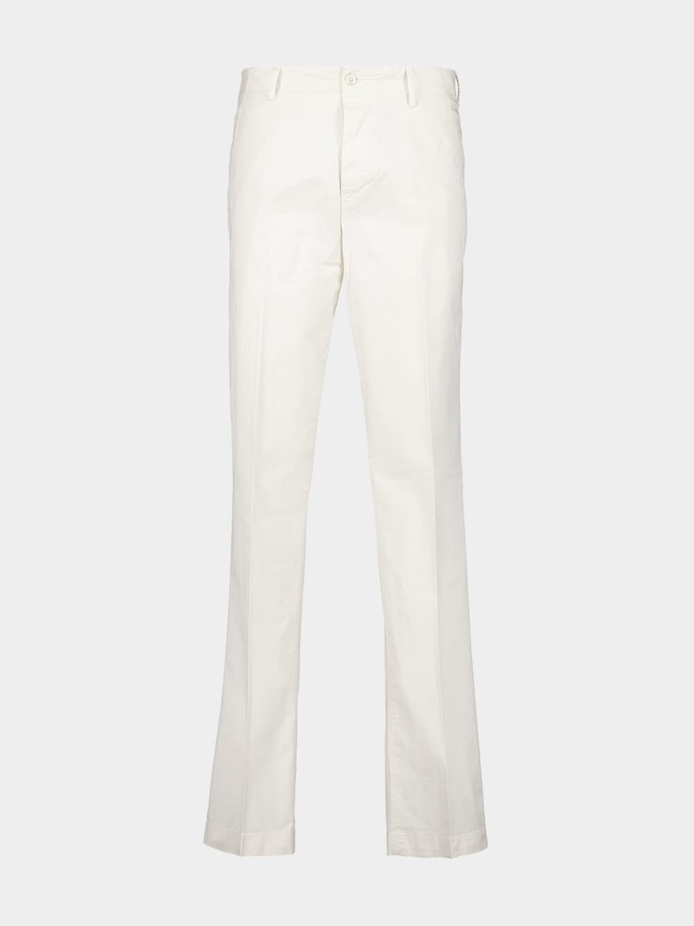 White Regular Fit Cotton Trousers