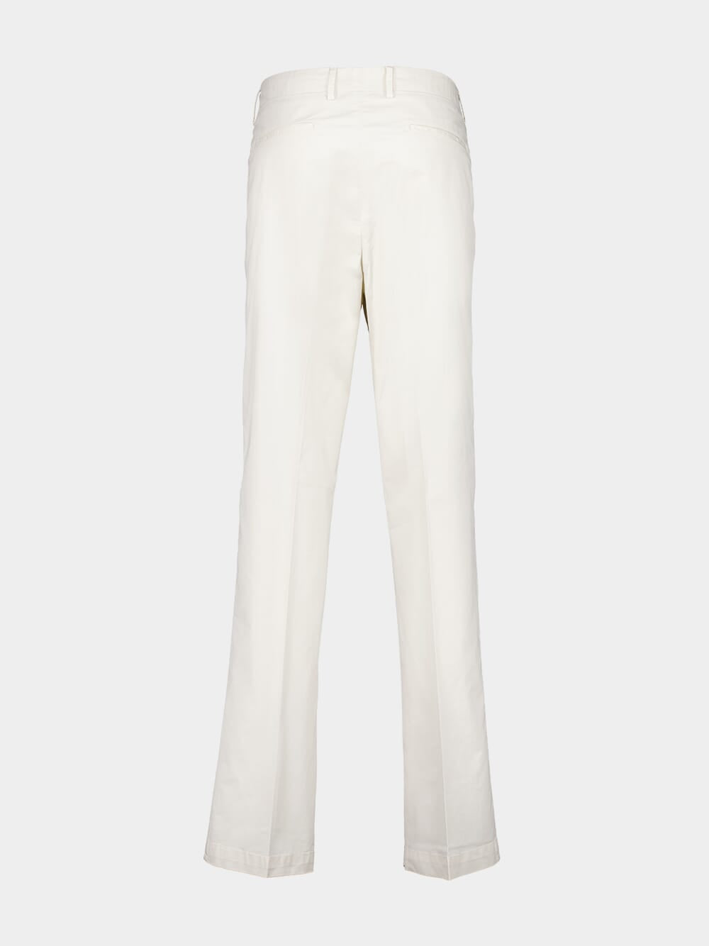 White Regular Fit Cotton Trousers