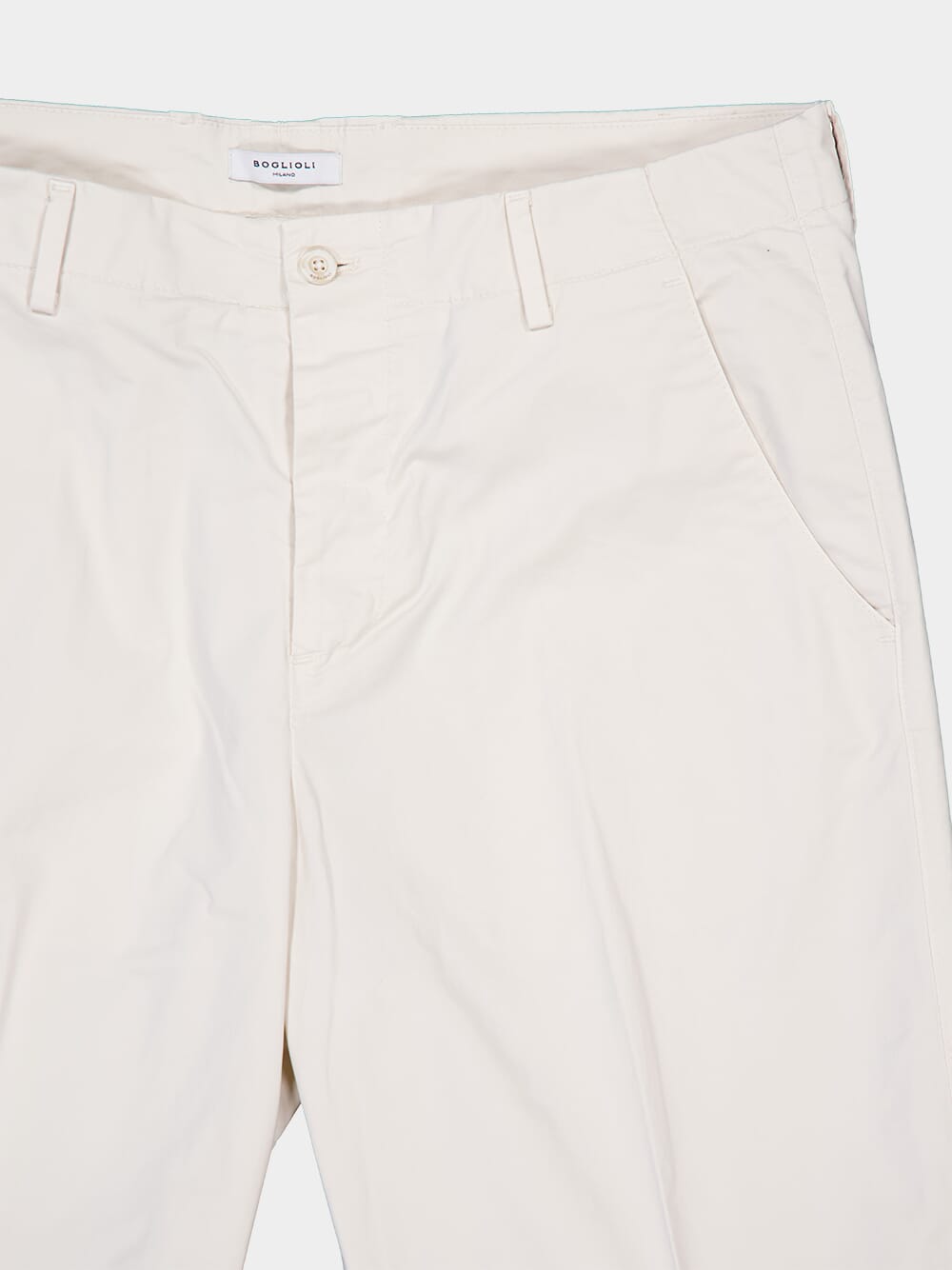 White Regular Fit Cotton Trousers