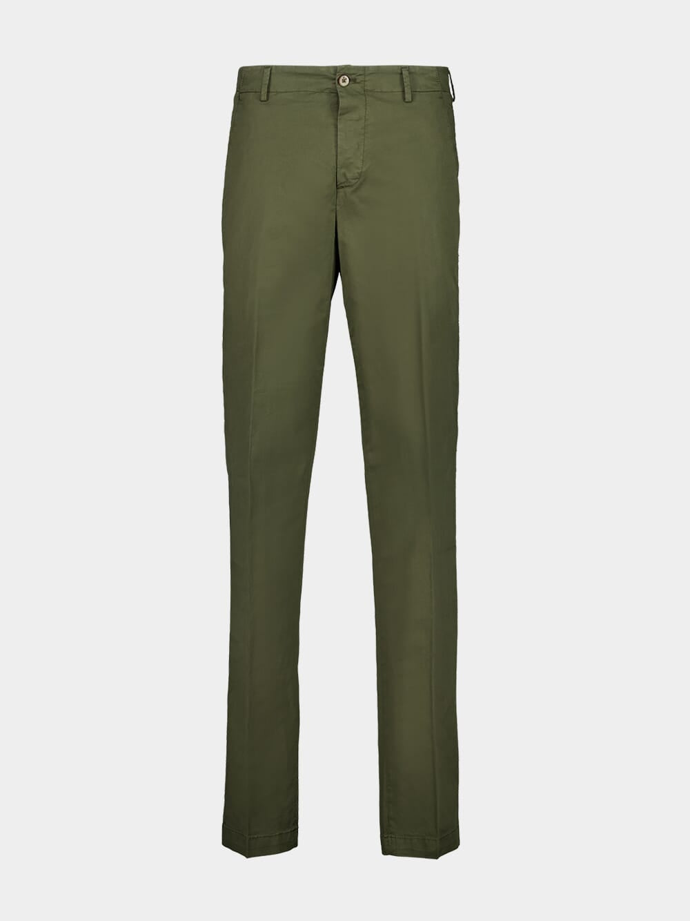 Khaki Green Regular Fit Cotton Trousers