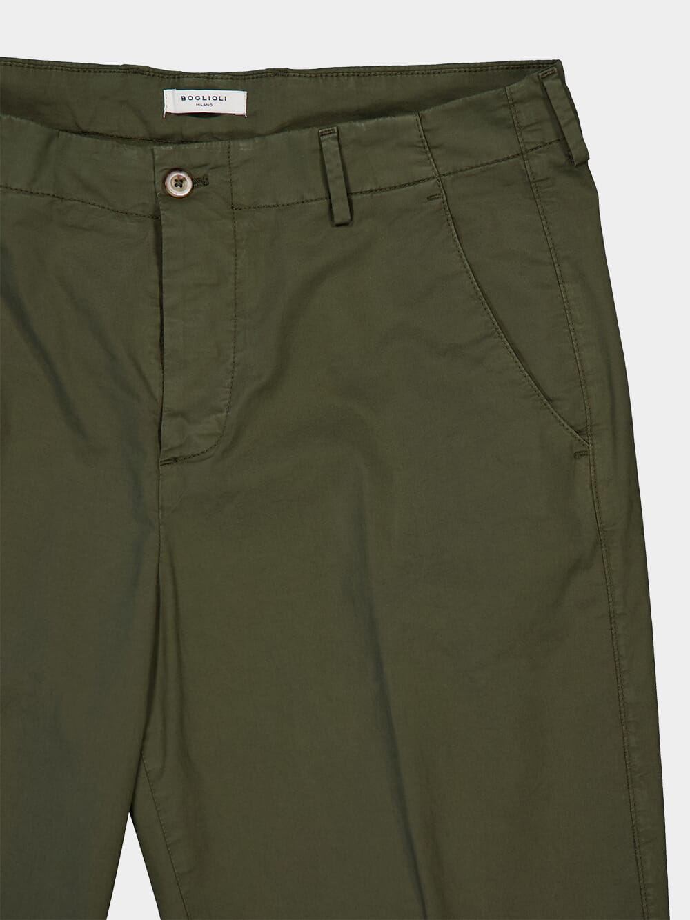 Khaki Green Regular Fit Cotton Trousers