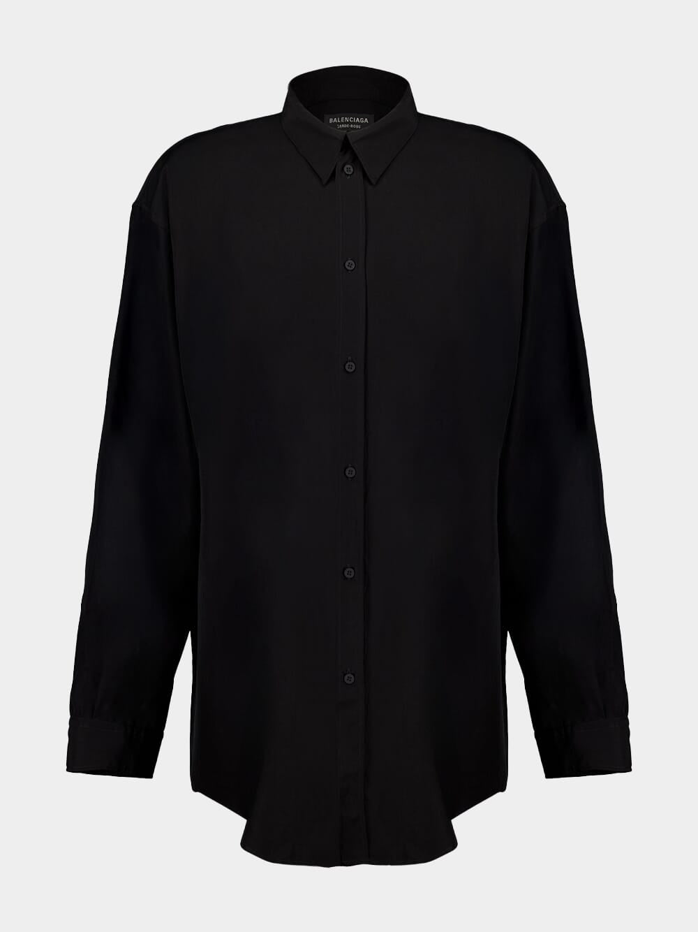 Black Crinkled Fluid Shirt