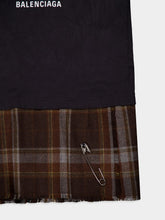 Balenciaga Planet Earth Layered T-Shirt Dress with Checked Kilt