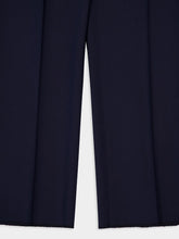 Boglioli Navy Blue Regular Fit Pleated Wool Trousers