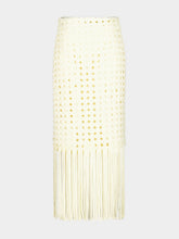 Alémais Cream Woven Fringe Midi Skirt