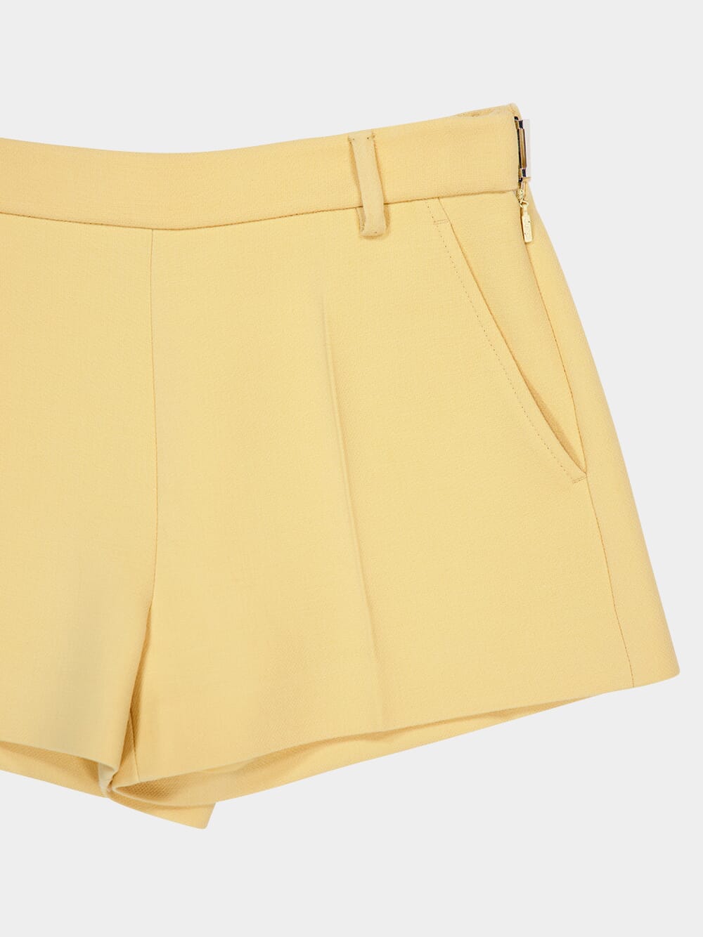 Light Yellow Wool Crêpe Shorts