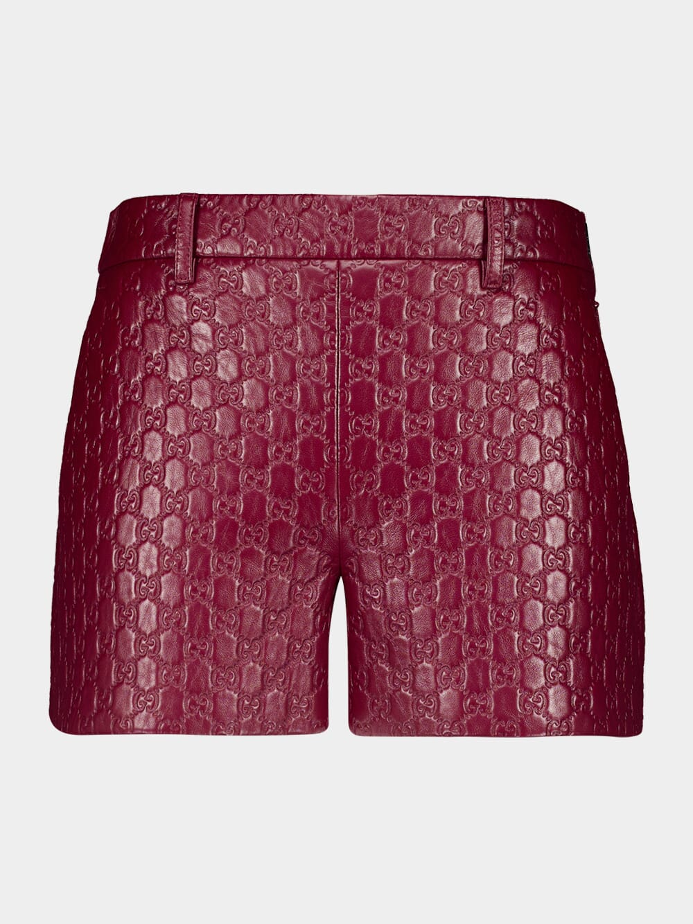 Ancora Red GG Embossed Leather Shorts