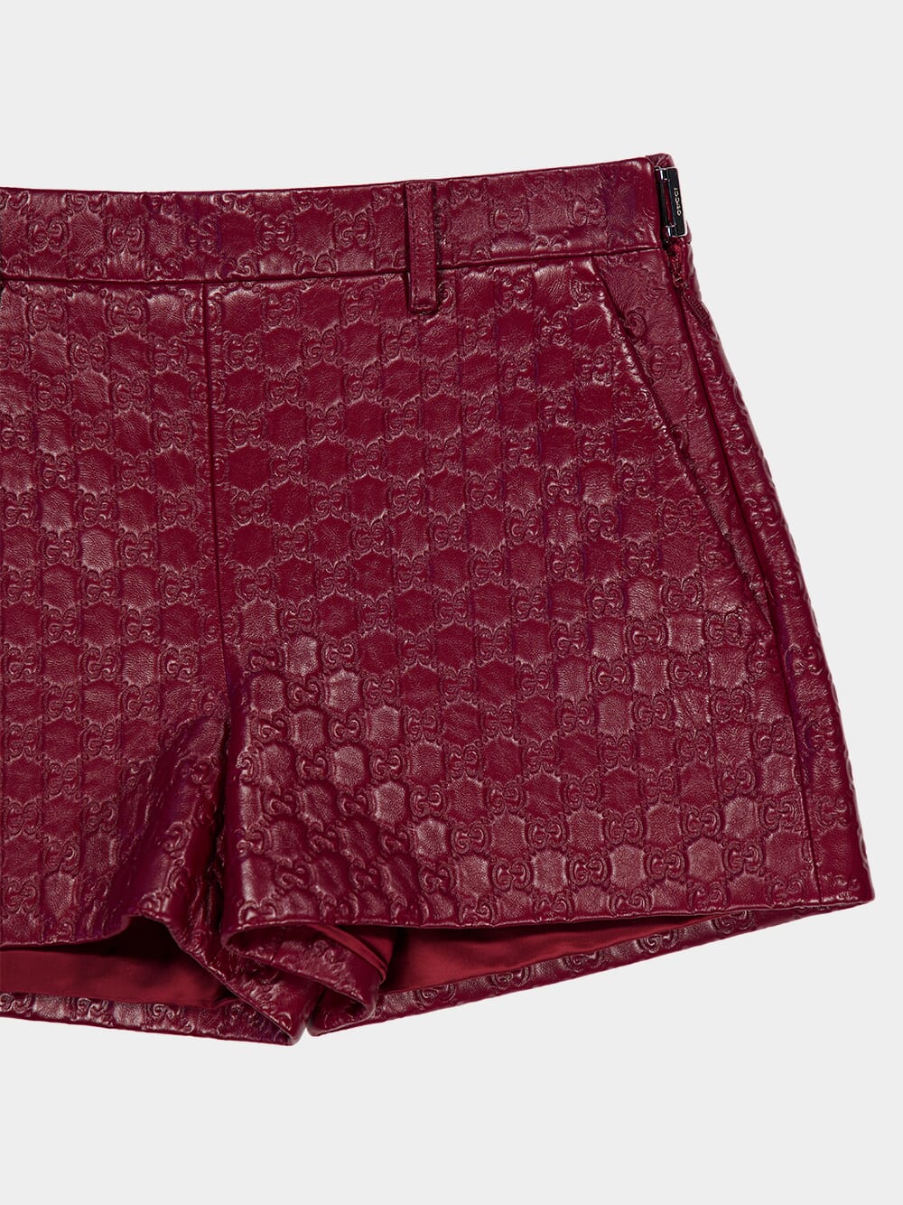 Ancora Red GG Embossed Leather Shorts