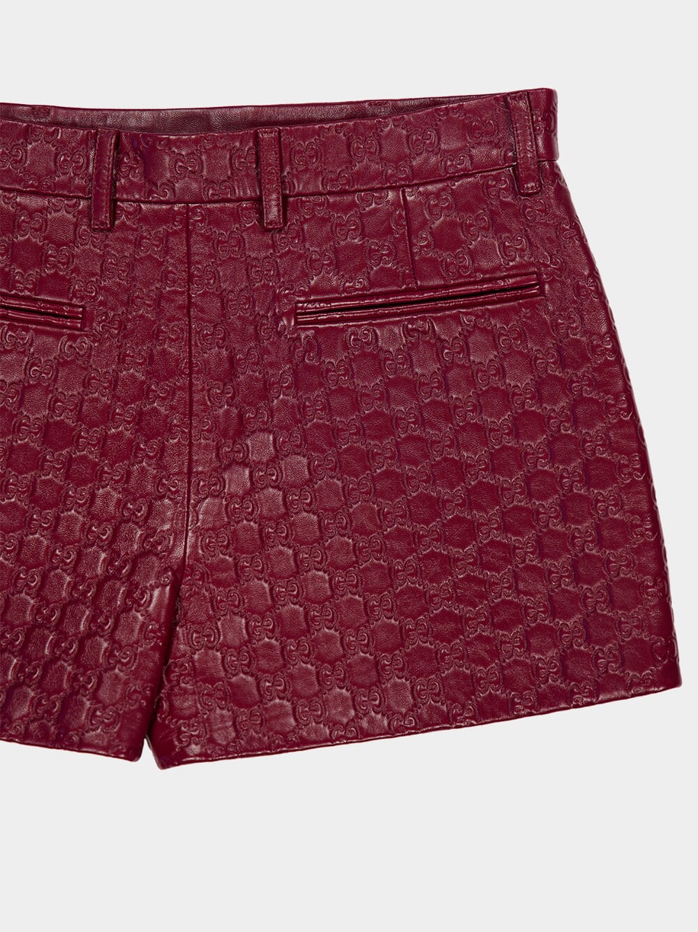 Ancora Red GG Embossed Leather Shorts