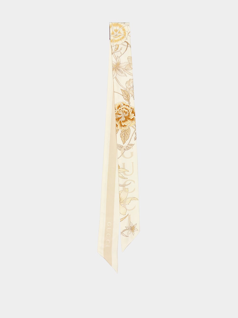 Ivory Printed Silk Neck Bow