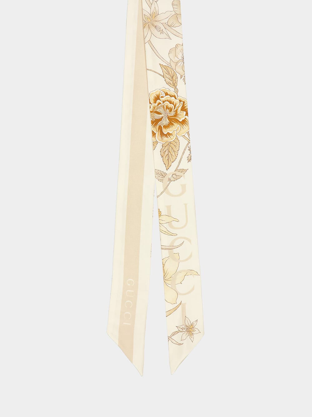 Ivory Printed Silk Neck Bow