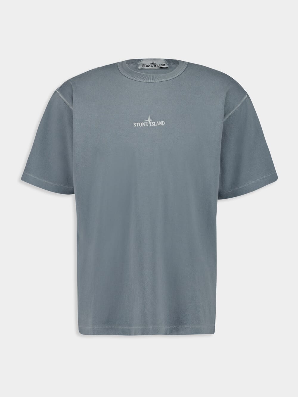 Green Grey Cotton Jersey 'Old' Effect T-Shirt