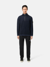 Stone Island Navy Blue Loose Fit Half Zip Wool Sweater