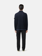 Stone Island Navy Blue Loose Fit Half Zip Wool Sweater