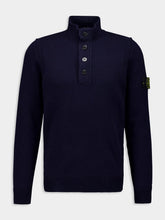 Stone Island Navy Blue Half Zip Sweater with Buttons