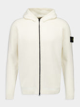 Stone Island White Full Zip Cardigan with Hood