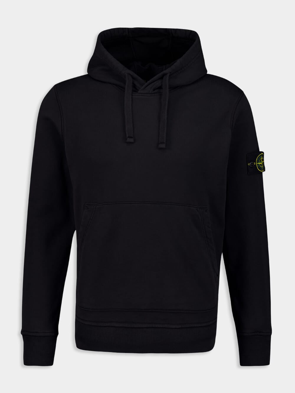 Black Cotton Fleece Hooded Sweatshirt