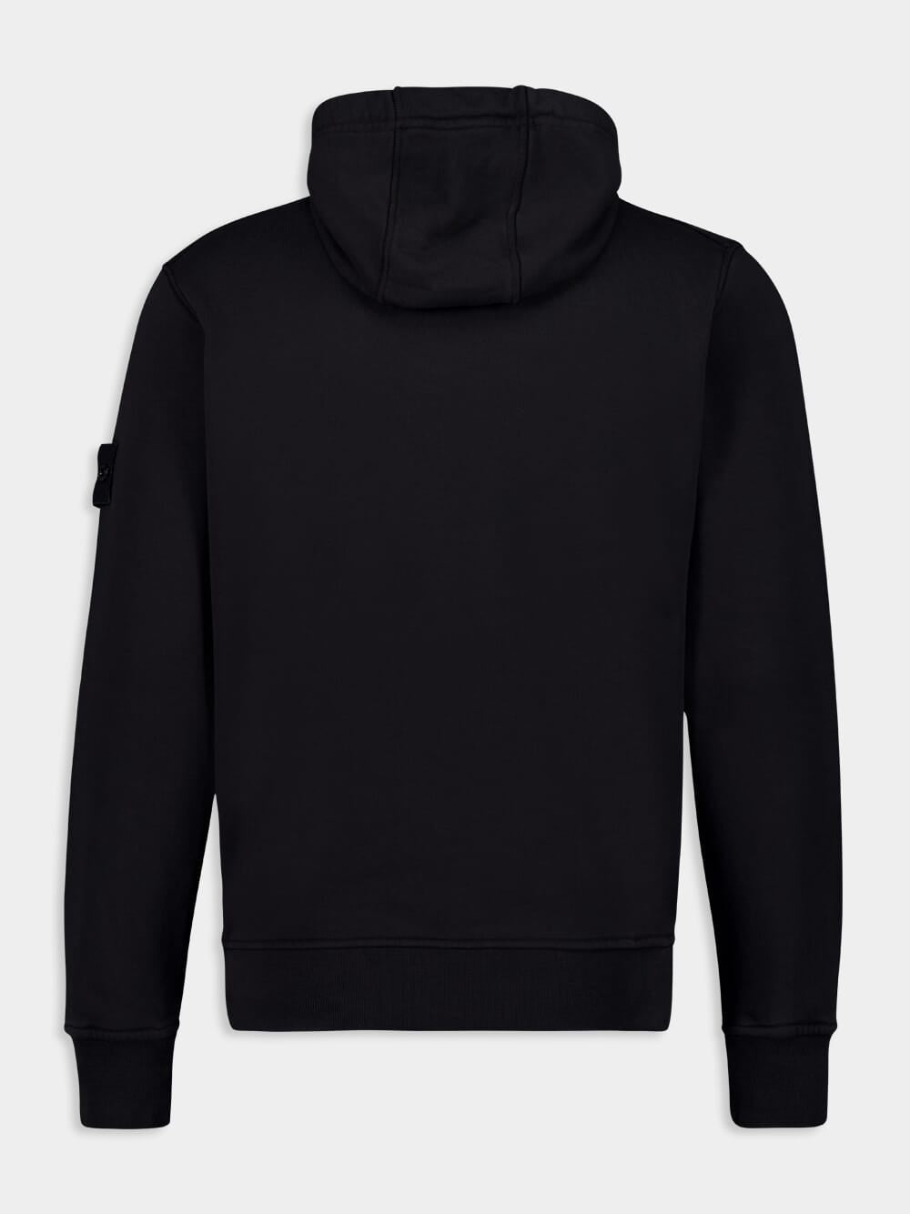 Black Cotton Fleece Hooded Sweatshirt